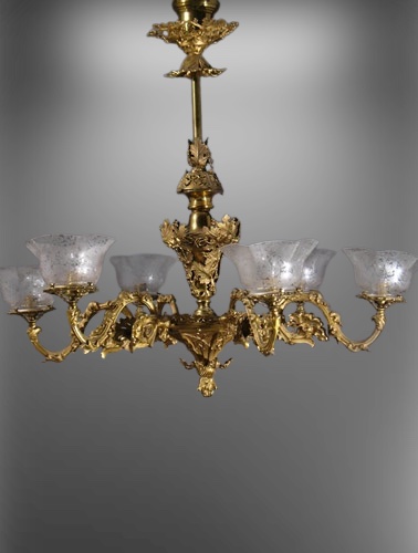 Pair of 6-Light Archer Warner Gothic Revival Chandeliers